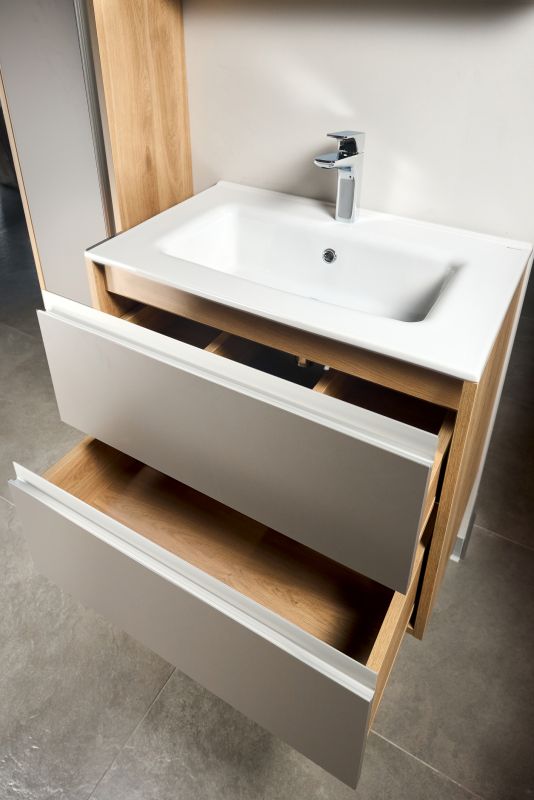 Minimalist Vanity with Open Shelving